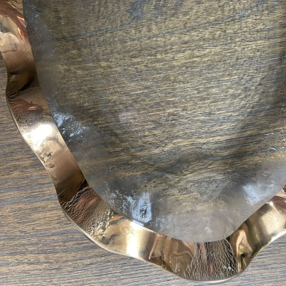 Annieglass Gold Ruffle Oval Platter - Signed & Numbered 2306, G181